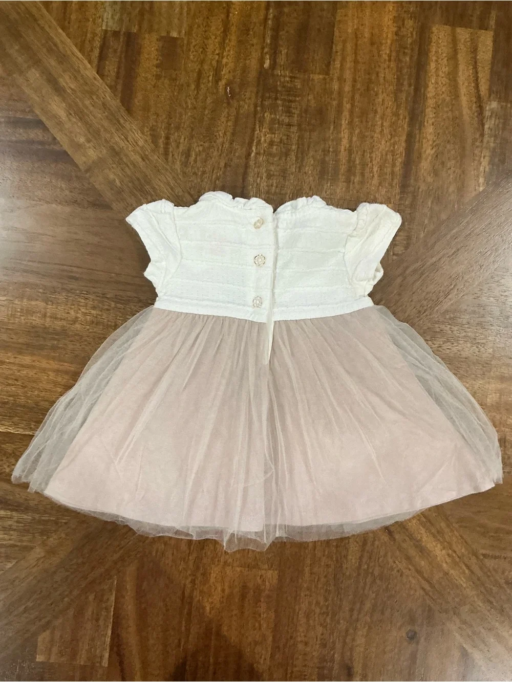 Camilla 3-6 Months White & Tan Tulle Party Dress